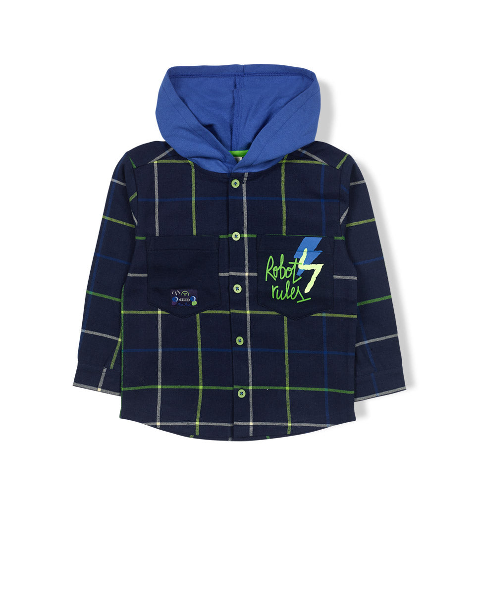 TUC TUC BLUE KNITTED FLANNEL SHIRT FOR BOY ROBOT MAKER