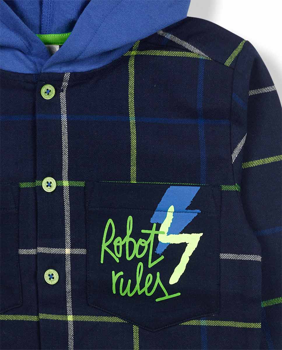 TUC TUC CAMISA DE FLANELA DE MALHA AZUL PARA MENINO ROBOT MAKER